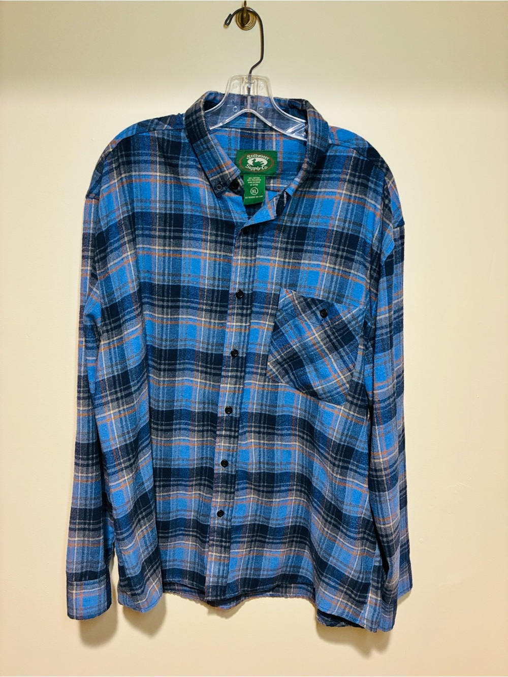 Stillwater Supply Co. Men's Blue Plaid Button-Down Flannel Shirt